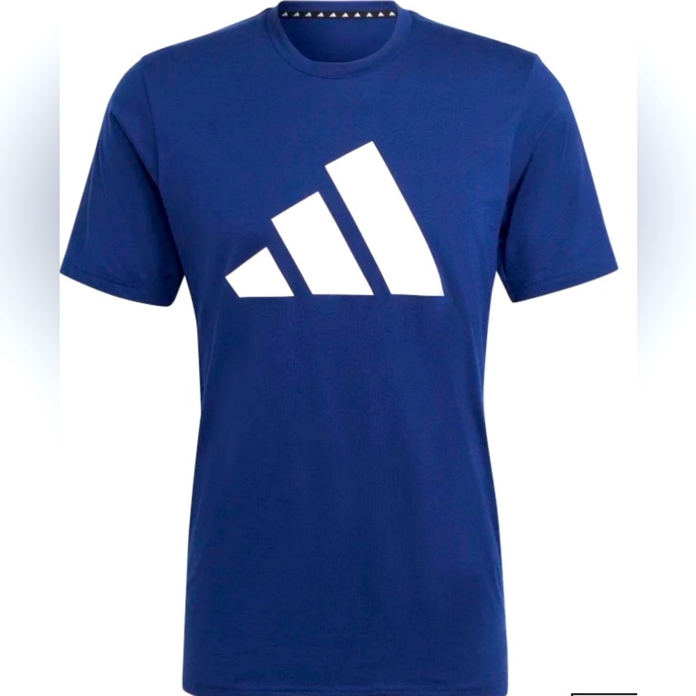 Adidas TRAIN ESSENTIALS FEELREADY LOGO TRAINING TEE- Dark Blue / White-Mens M